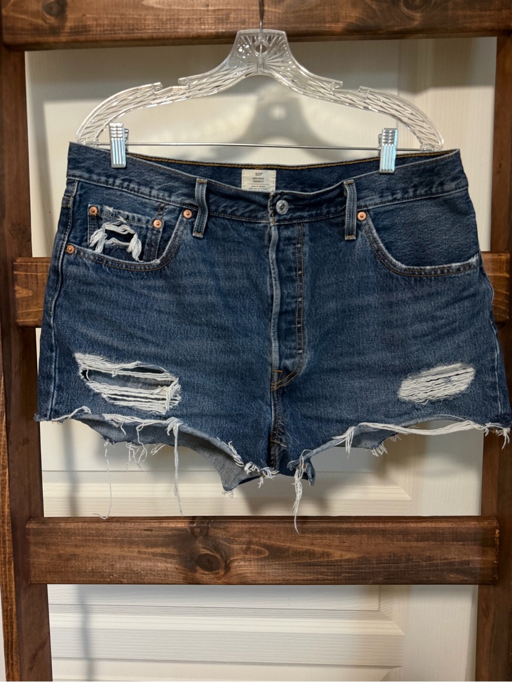 Levi’s 501 Distressed Cutoff Shorts - Dark Blue